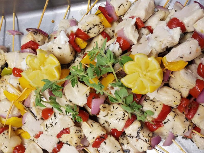 Chicken Tomato and Onion Skewers